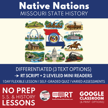 Missouri State History | Native Nations in Missouri RT Script & Mini Readers | Grades 3-5