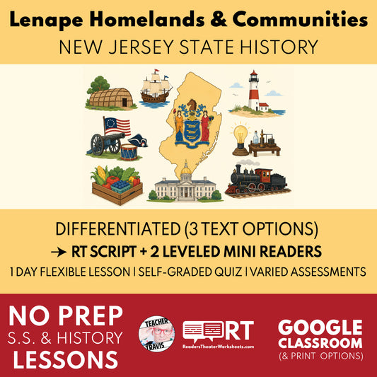 New Jersey State History | Lenape Homelands and Communities RT Script and Mini Readers | Grades 3-5