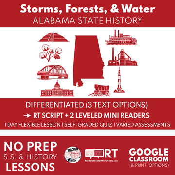 Alabama State History | Storms, Forests, and Water RT Script & Mini Readers | Grades 3-5