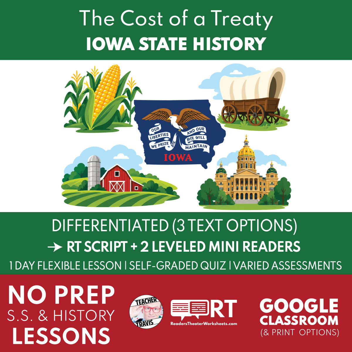 Iowa State History | The Cost of a Treaty Reader's Theater + Mini Readers | Grade 4