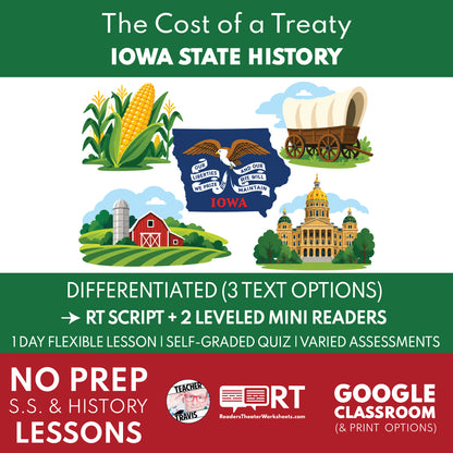 Iowa State History | The Cost of a Treaty Reader's Theater + Mini Readers | Grade 4