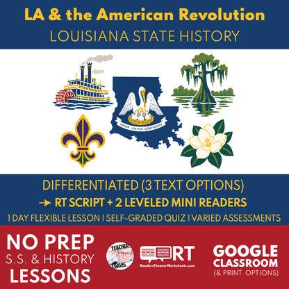 Louisiana State History | Louisiana & the American Revolution RT Script & Mini Readers | Grade 7