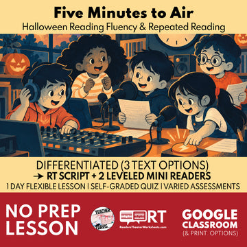 Halloween Reading Fluency Reader's Theater | Five Minutes to Air | Grades 4-5 FREE