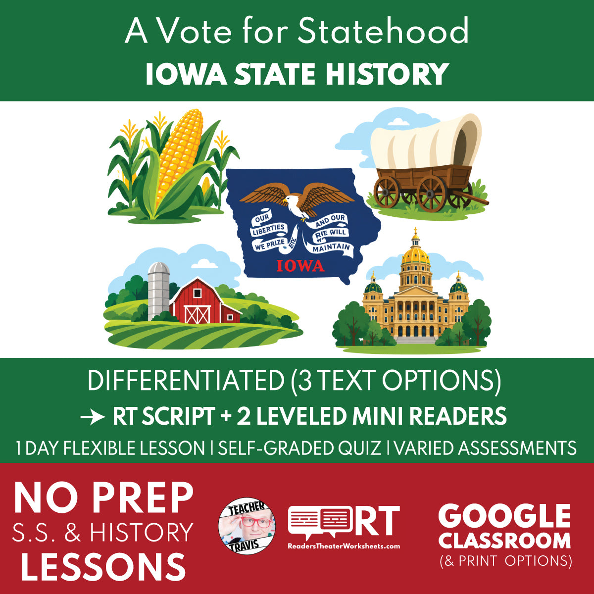 Iowa State History | A Vote for Statehood Reader's Theater + Mini Readers | Grade 4