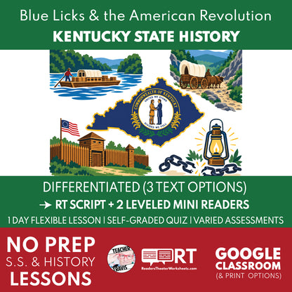 Kentucky State History | Battle of Blue Licks RT Script + Mini Readers | Grade 8