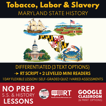 Maryland State History | Tobacco, Labor, and Slavery in Colonial Maryland RT Script and Mini Readers | Grades 3-5