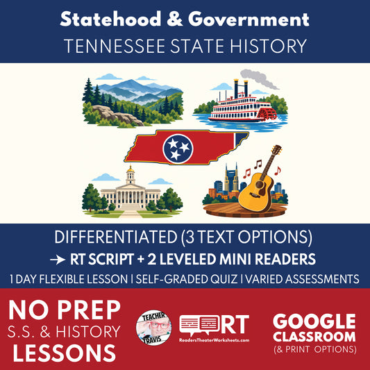 Tennessee State History | Tennessee Statehood and Government RT Script & Mini Readers | Grades 3-5