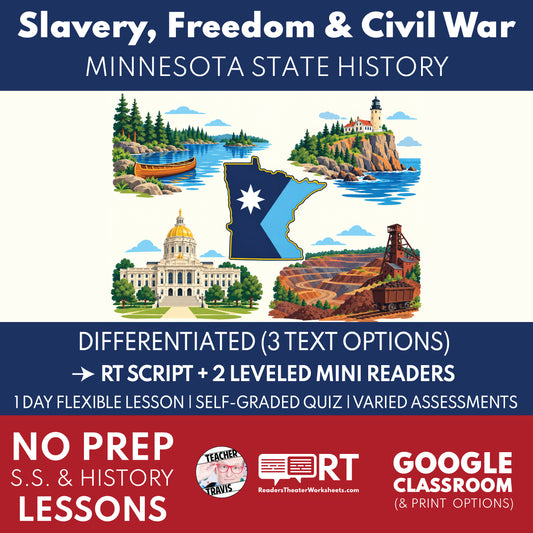 Minnesota State History | Slavery, Freedom, and Civil War RT Script and Mini Readers | Grades 6-8