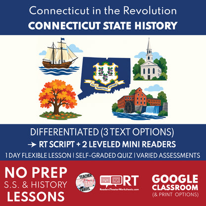 Connecticut State History | Connecticut in the Revolution Reader’s Theater + Mini Readers | Grade 3
