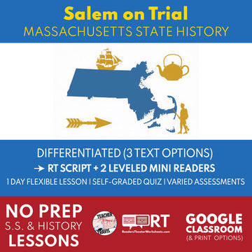 Massachusetts State History | Salem on Trial RT Script and Mini Readers | Grades 3-5