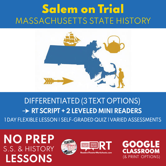 Massachusetts State History | Salem on Trial RT Script and Mini Readers | Grades 3-5