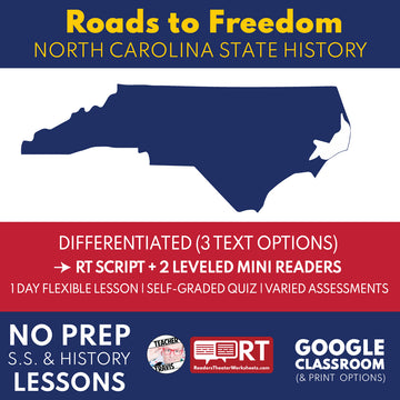 North Carolina State History | Roads to Freedom and Harriet Jacobs RT Script and Mini Readers | Grades 3-5