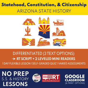 Arizona State History | Statehood, Constitution, and Citizenship RT Script and Mini Readers | Grades 3-5