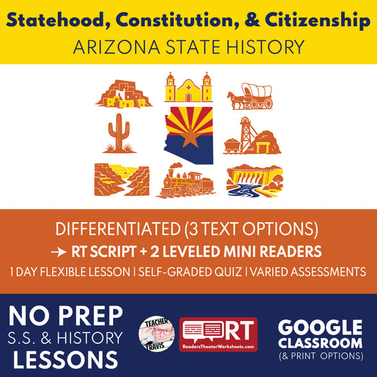 Arizona State History | Statehood, Constitution, and Citizenship RT Script and Mini Readers | Grades 3-5