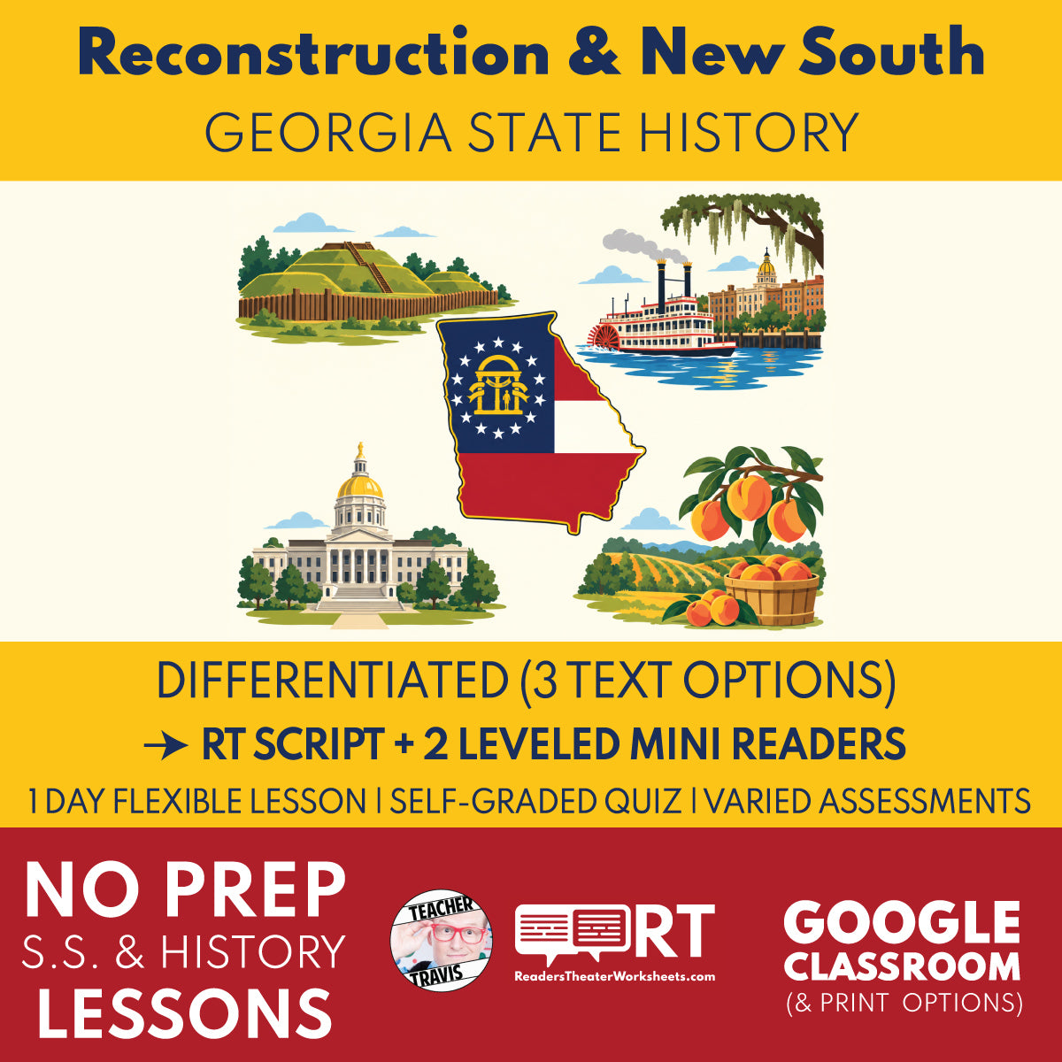 Georgia State History | Reconstruction and the New South in Georgia RT Script & Mini Readers | Grades 3-5