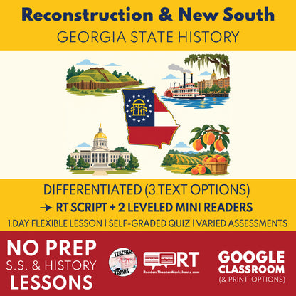 Georgia State History | Reconstruction and the New South in Georgia RT Script & Mini Readers | Grades 3-5
