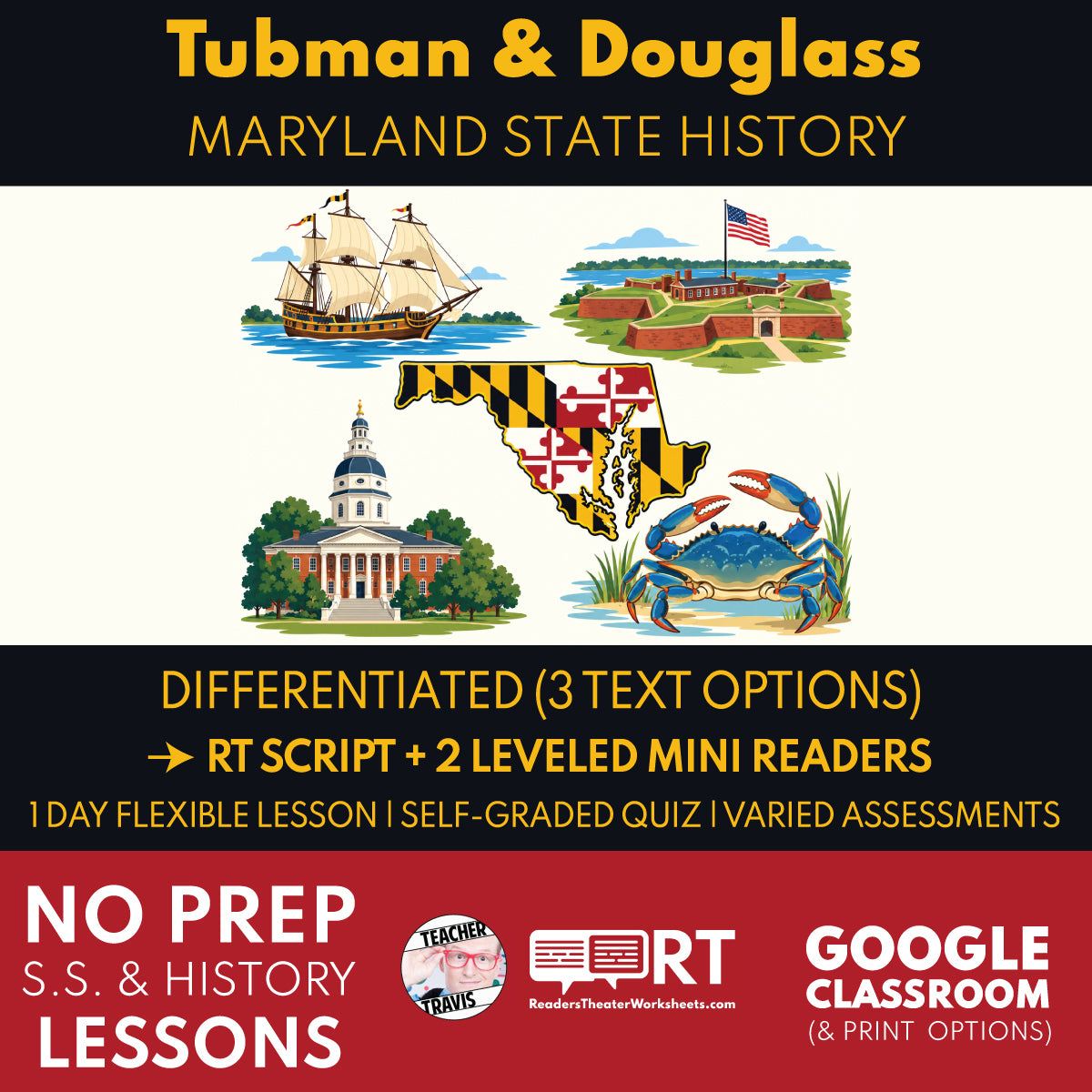 Maryland State History | Harriet Tubman, Frederick Douglass, and Resistance to Slavery RT Script and Mini Readers | Grades 3-5