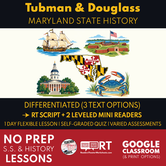 Maryland State History | Harriet Tubman, Frederick Douglass, and Resistance to Slavery RT Script and Mini Readers | Grades 3-5