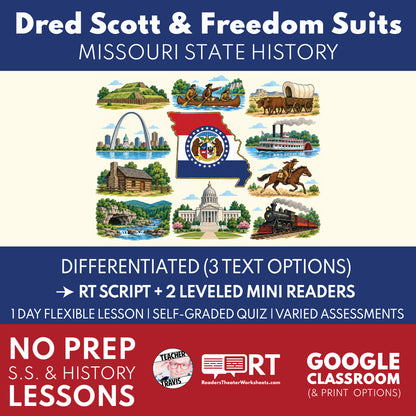 Missouri State History | Dred Scott and Freedom Suits RT Script & Mini Readers | Grades 3-5