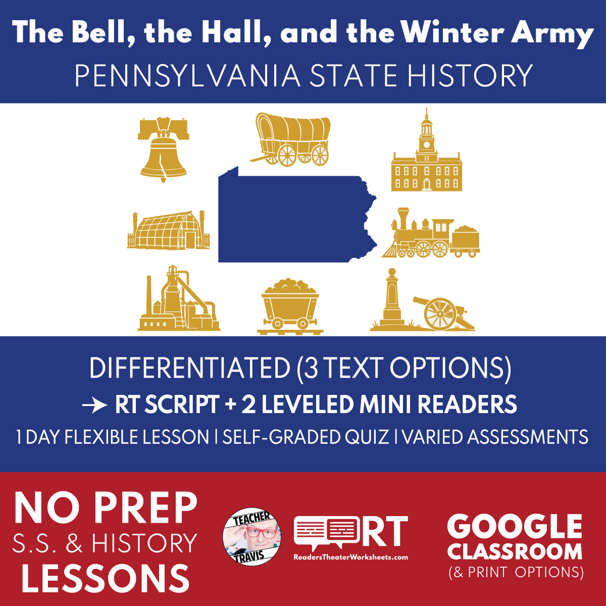 Pennsylvania State History | The Bell, the Hall, and the Winter Army RT Script and Mini Readers | Grades 3-5