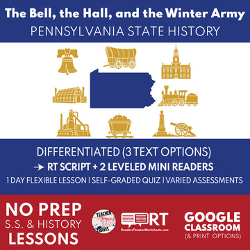 Pennsylvania State History | The Bell, the Hall, and the Winter Army RT Script and Mini Readers | Grades 3-5