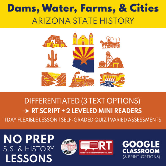 Arizona State History | Dams, Water, Farms, and Growing Cities RT Script and Mini Readers | Grades 3-5