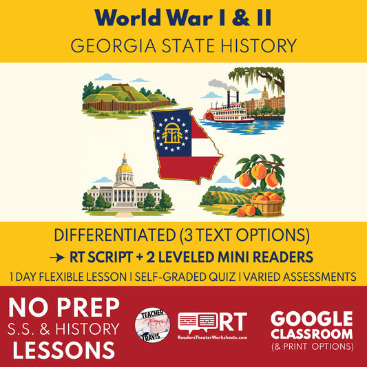 Georgia State History | Georgia from World War I through World War II RT Script & Mini Readers | Grades 3-5
