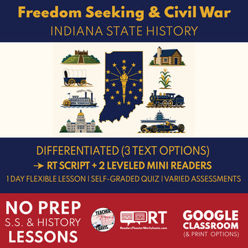 Indiana State History | Freedom Seeking and Civil War Indiana RT Script and Mini Readers | Grades 3-5