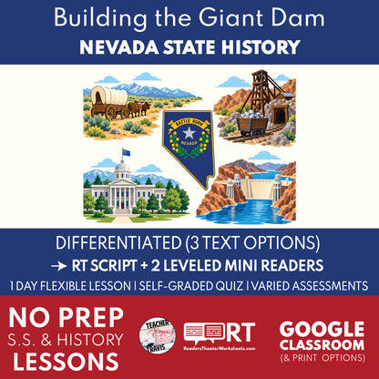 Nevada State History | Building the Giant Dam RT Script + Mini Readers | Grade 4
