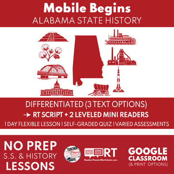 Alabama State History | Mobile Begins RT Script & Mini Readers | Grades 3-5