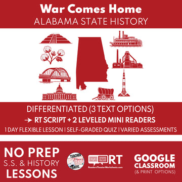 Alabama State History Grade 4 | War Comes Home | RT Script & Mini Readers | Grades 3-5