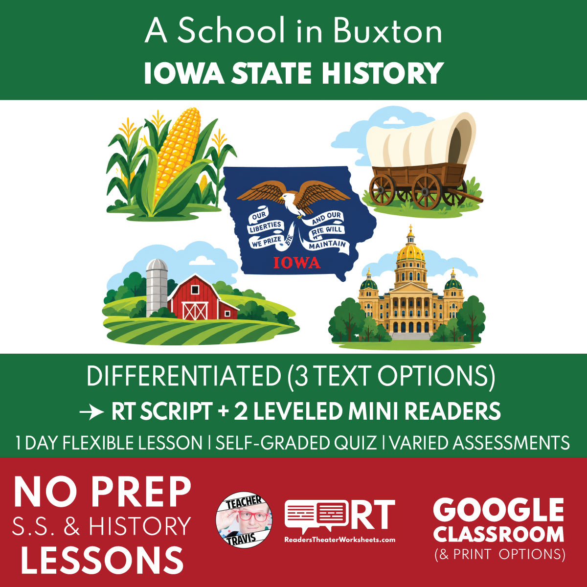 Iowa State History | A School in Buxton — The Desk by the Window Reader's Theater + Mini Readers | Grade 4