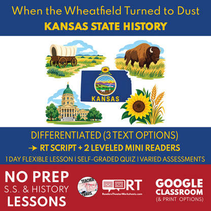 Kansas State History | When the Wheatfield Turned to Dust Reader’s Theater + Mini Readers | Grade 7