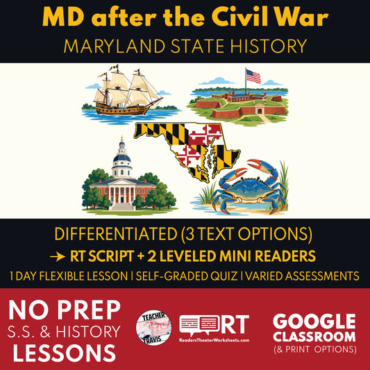 Maryland State History | Maryland After the Civil War RT Script and Mini Readers | Grades 3-5