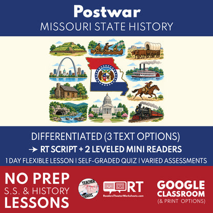 Missouri State History | Postwar Missouri RT Script & Mini Readers | Grades 3-5