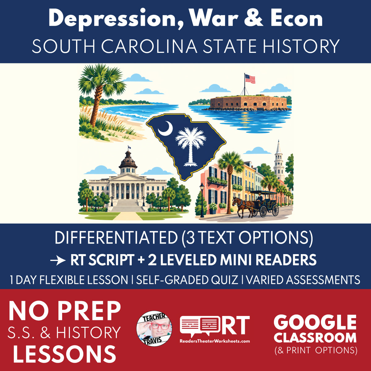 South Carolina State History | Depression, War & a Changing Economy RT Script & Mini Readers | Grade 8