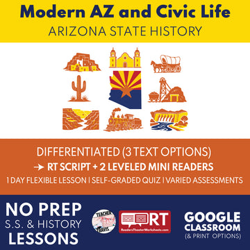 Arizona State History | Modern Arizona and Civic Life RT Script and Mini Readers | Grades 3-5