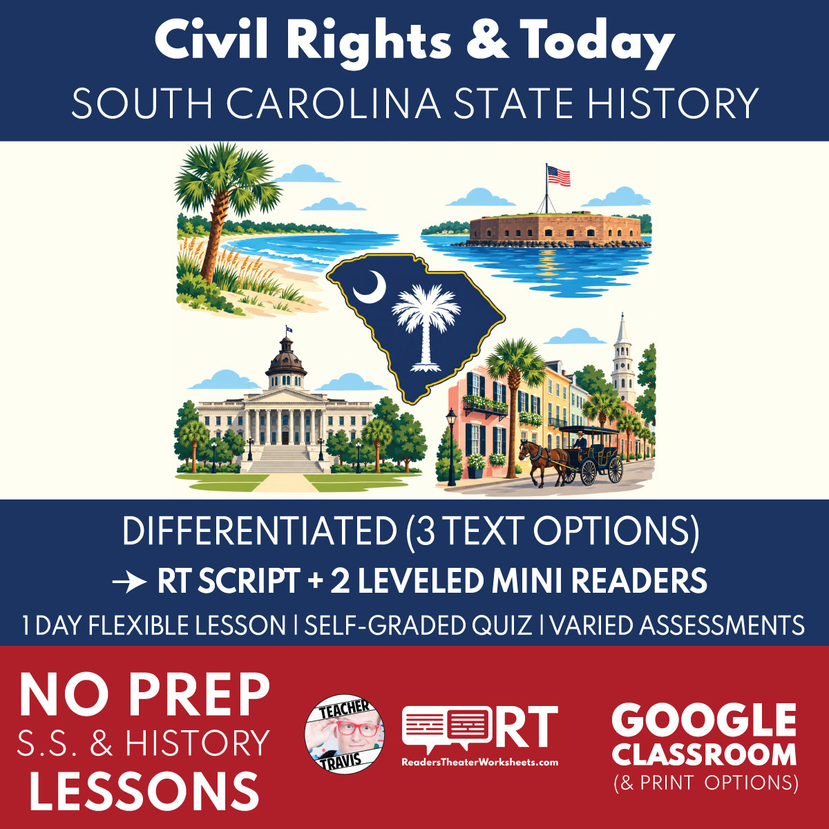 South Carolina State History | Civil Rights & Modern South Carolina RT Script & Mini Readers | Grade 8