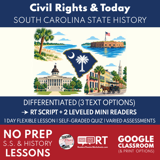 South Carolina State History | Civil Rights & Modern South Carolina RT Script & Mini Readers | Grade 8