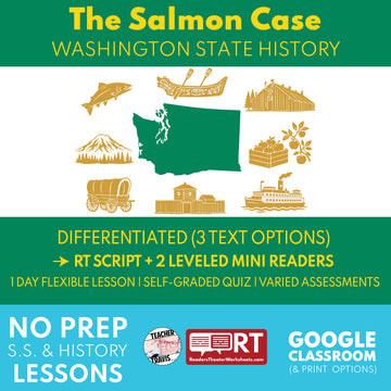 Washington State History | The Salmon Case RT Script and Mini Readers | Grades 3-5