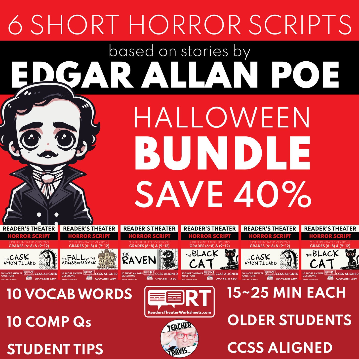 Edgar Allan Poe Reader's Theater Scripts Bundle (6) | SAVE 40%