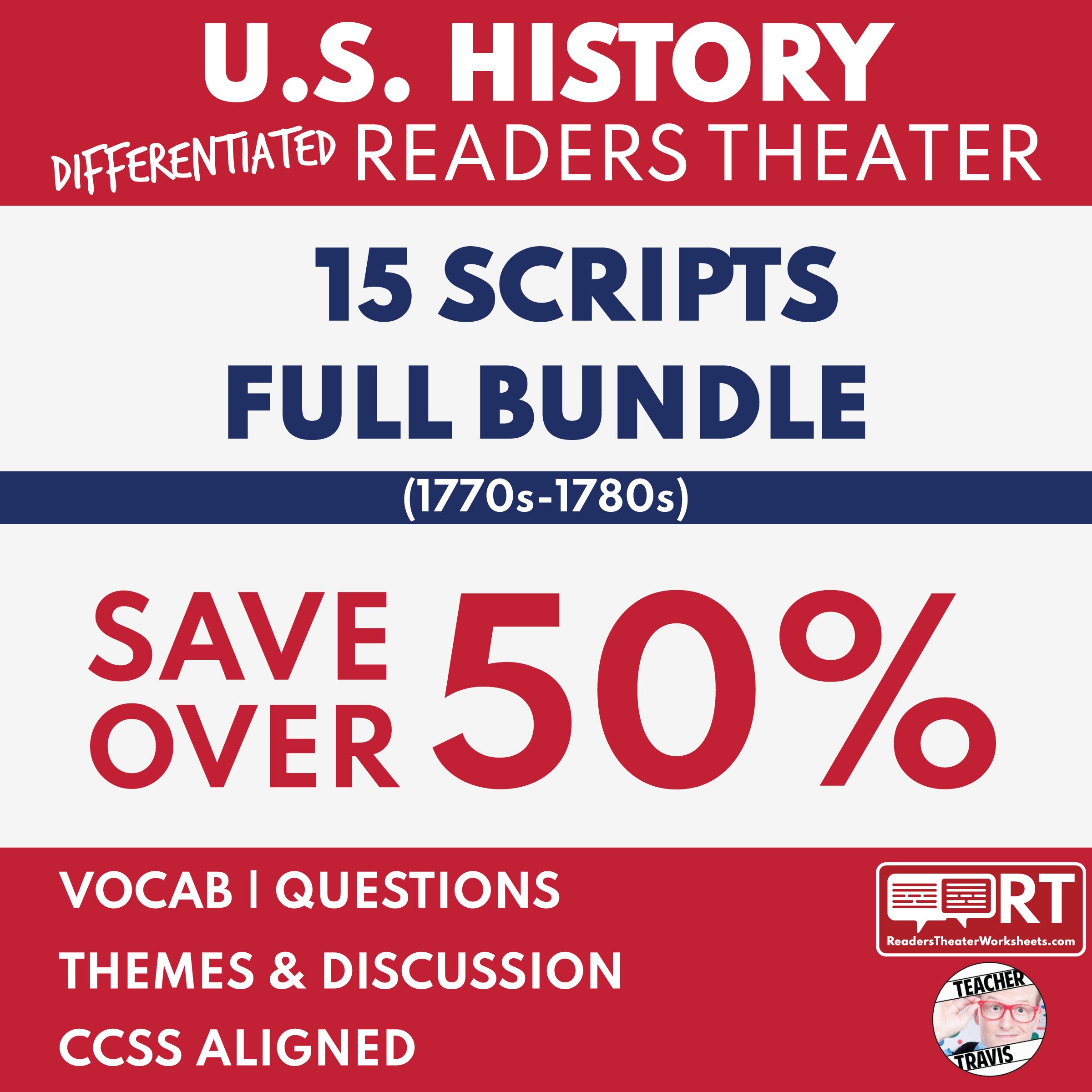 American Revolution Reader's Theater Script Bundle | 15 U.S. History ...