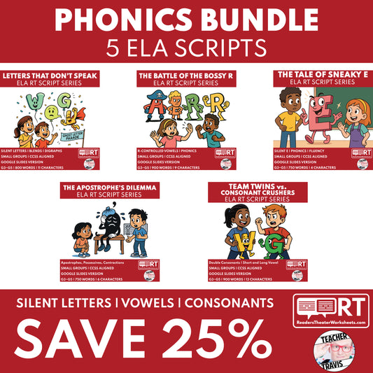 5 Phonics Readers Theater Scripts | Grades 3–5 Bundle | Small Groups | SAVE 25% - ["Grades 3-5","Phonics"]