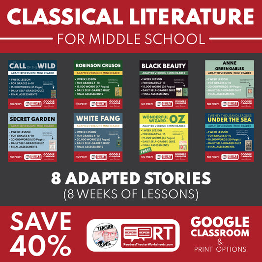 Middle School Classical Lit Sets | Bundle of 8 Adapted Text Versions
