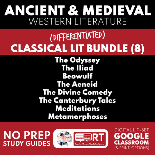 8 Differentiated Ancient & Medieval Western Literature Study Guides for High School Students