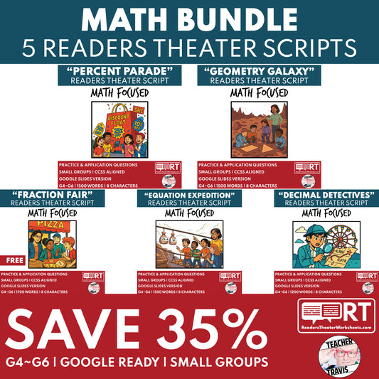 5 Math Readers Theater Script Bundle for Grades 4 to 6 - ["Bundle","Grades 3-5","Grades 6-8","Math"]
