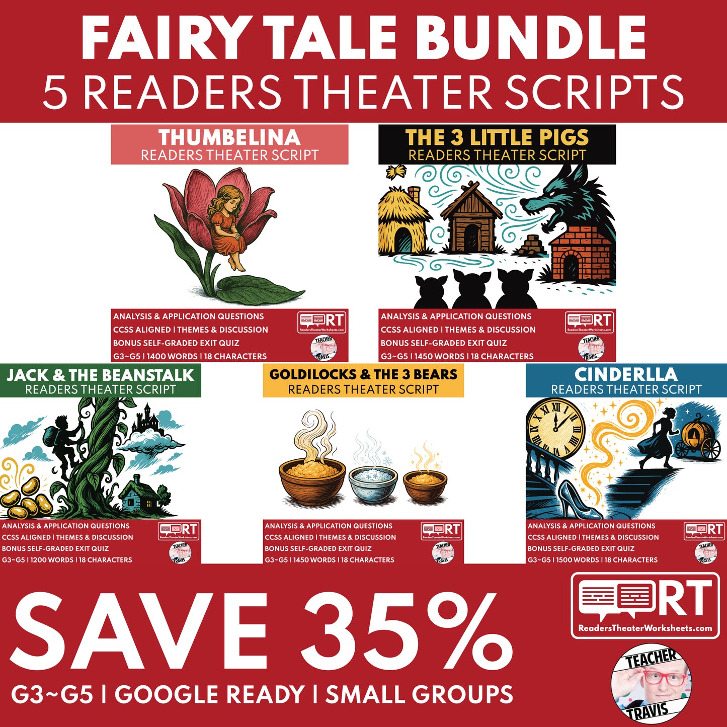 Famous Fairy Tales Readers Theater Script Bundle (5) SAVE 35% - ["Bundle","Fairy Tale"]