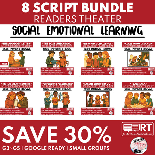 Social Emotional Learning Readers Theater Script Bundle (8) SAVE 30% - ["Bundle","Grades 3-5","Social Emotional Learning"]