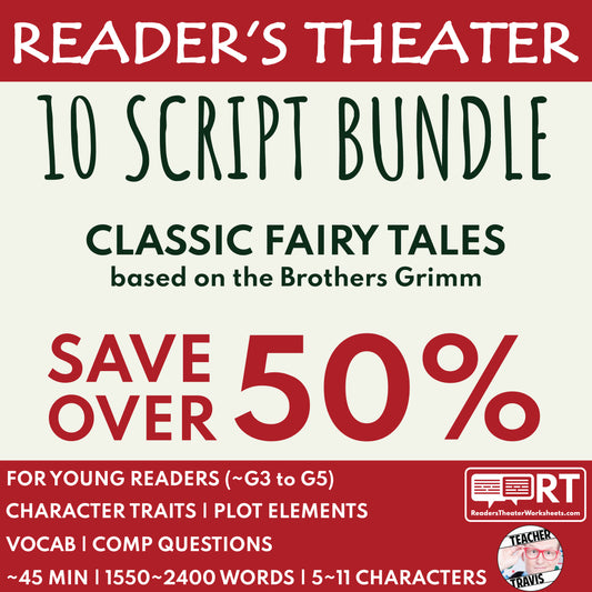 Brothers Grimm Fairy Tales Reader's Theater Script Bundle (10) | SAVE 50%