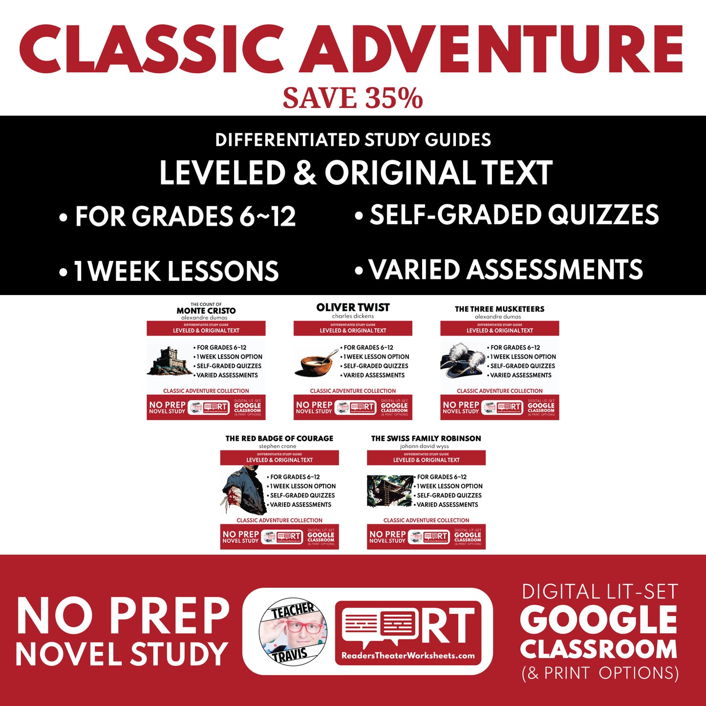 Classic Adventure Lit Study Guides Bundle classroom resource bundle cover